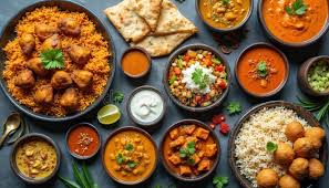 Buffet table with Indian, Continental, and Oriental dishes