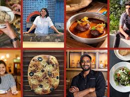 Collage of chefs and plated dishes