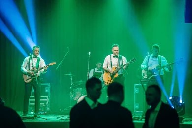 Live band performing at a corporate party