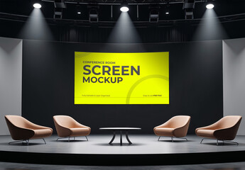 Company logo on LED screen with applause