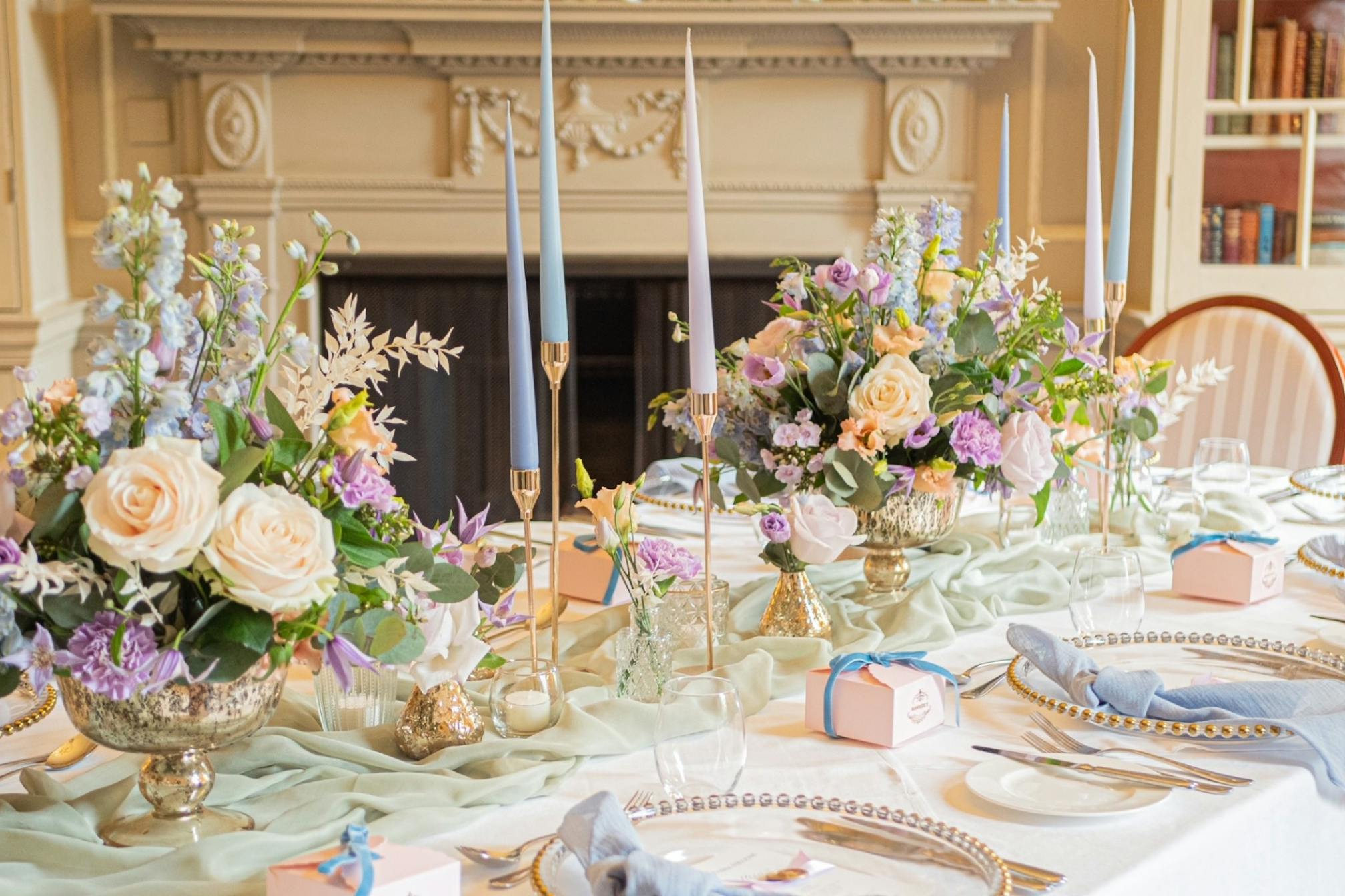 Personalized event stationery on a decorated table